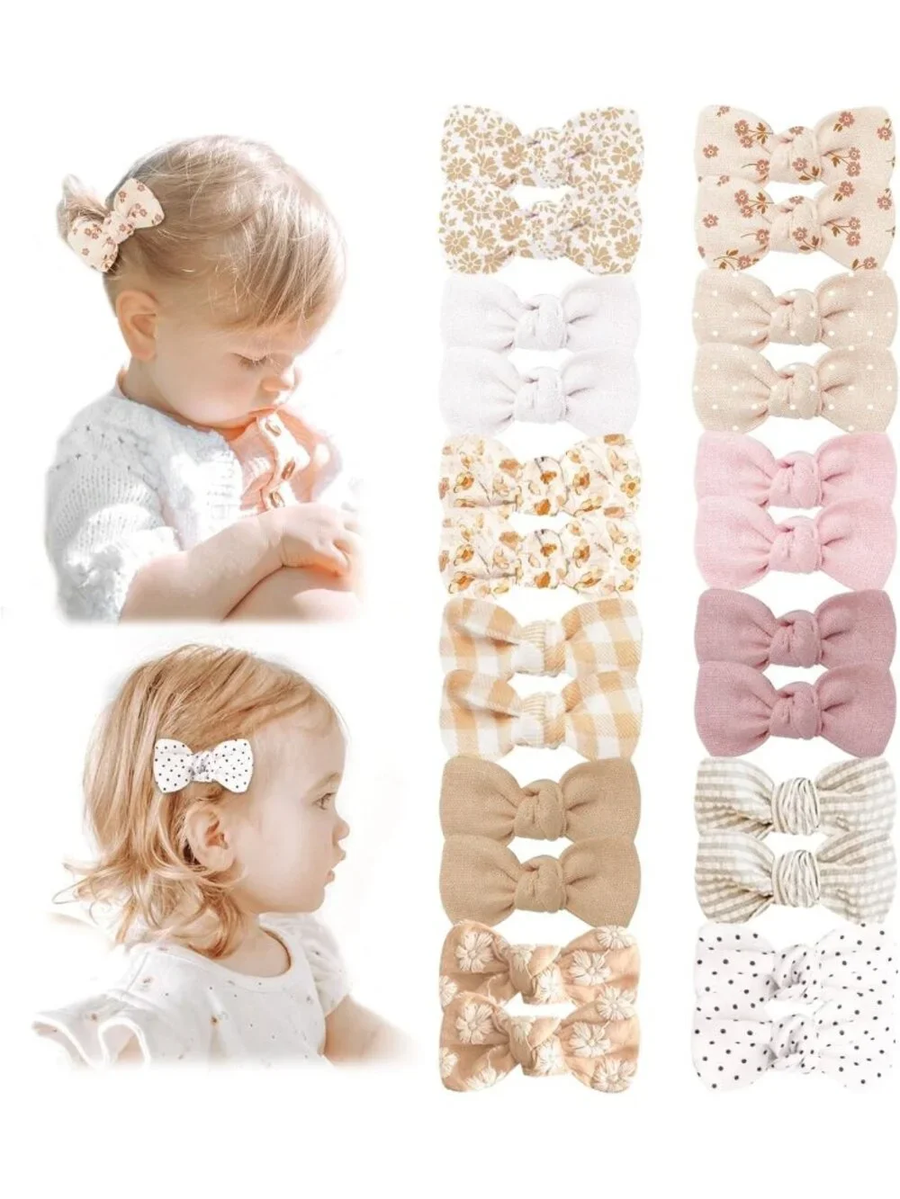 24 Pack Baby Hair Bows for Girls | Handmade Toddler Clips, Non-Slip Alligator